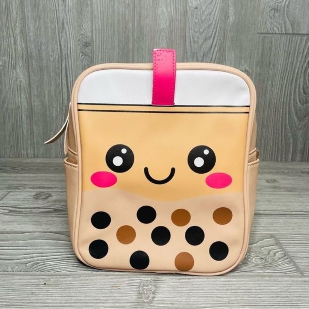 Boba origin Premium Faux-Leather Backpack Crossbody bag or Purse cute Milk Tea